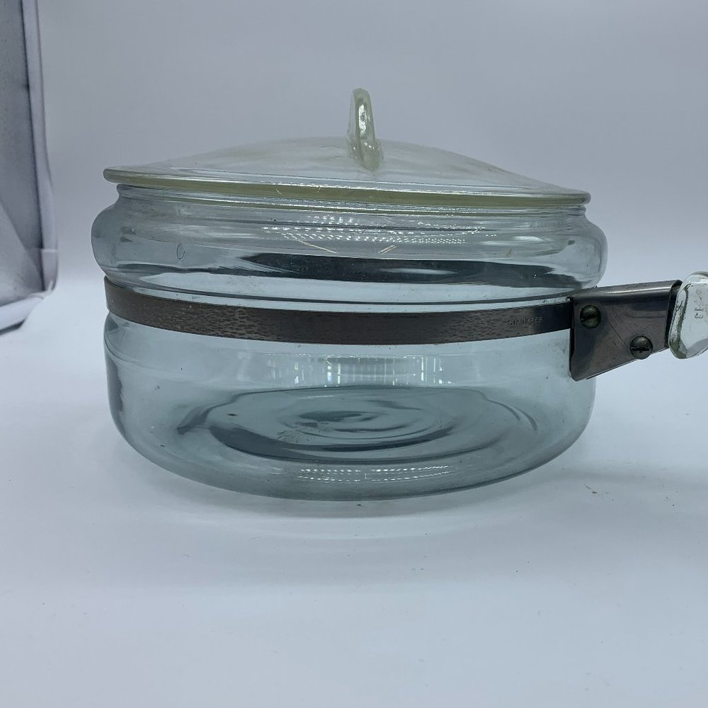 Vintage Pyrex Flameware Glass Cooking Pot with Lid